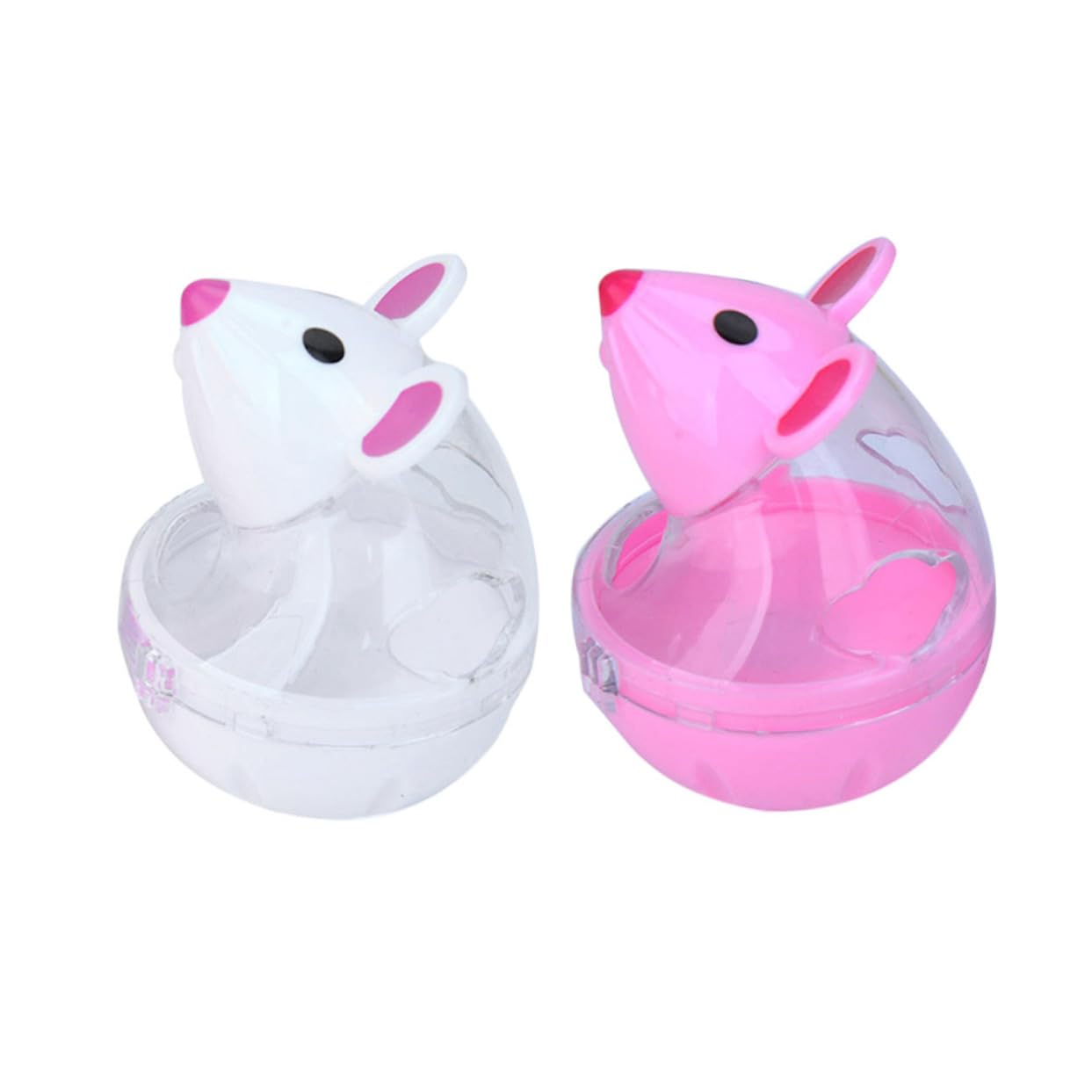 DOITOOL 6pezzi Dispenser Snack Automatico Per Gatti Gioco Interattivo Forma Di Topo Per Alimentazione Con Design Perdite Bianco e Rosso
