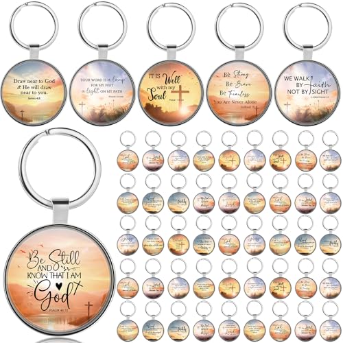 Image of Ferreve Christian Keychain Bulk Mini Bible Verse Keychain with Scripture Quote Religious Church Gift for Women Men