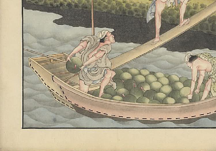 Amazon.co.jp: 葛飾北斎 肉筆画 西瓜舟 56x39.3cm 大判