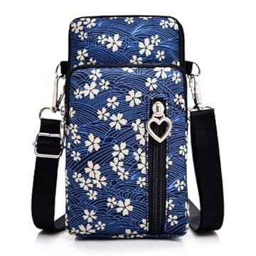 JANKS Bolsas pequenas transversais para mulheres, mini bolsas para celular com alça transversal, carteira de ombro, bolsa de braço de nylon, B - flor branca