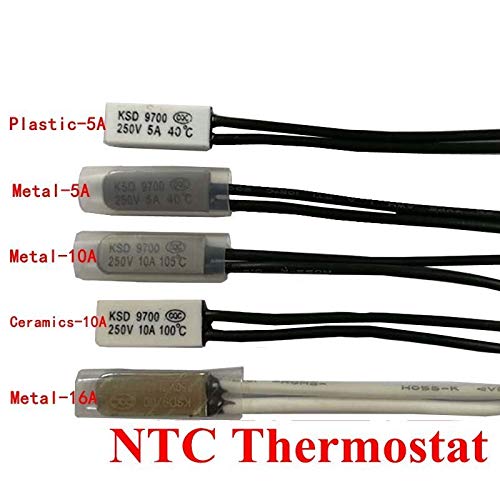 HYCSP 1PCS Thermostat 10C-240C KSD9700 40C 45C 50C 55C 60C 65C Bimetal Disc Temperature Switch N/O Thermal Protector degree centigrade (Color : 135C, Size : 5A plastic NO)