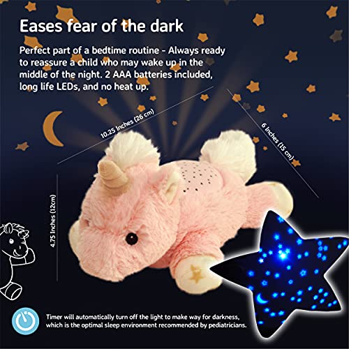 Cloud b Baby Nachtlicht Sternenprojektor | Beruhigendes Nachtlicht für Kinder | Deckenprojektor mit 3 sanften Farben & Sternbildanzeige | Automatische Abschaltung | Galaxy Licht | Ella das Einhorn