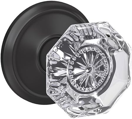 Schlage Custom FC21 ALX 622 ALD Alexandria Glass Knob with Alden Trim Hall-Closet and Bed-Bath Lock, Matte Black