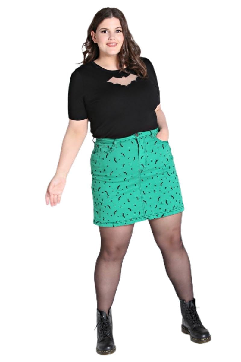 Hell Bunny Green Bat Mini Skirt
