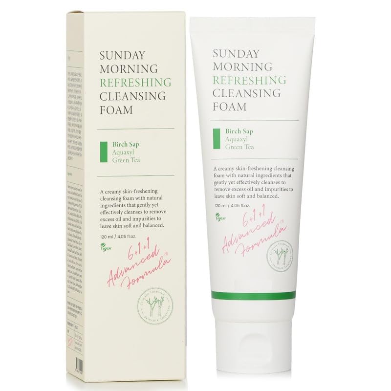 Image of Sunday Morning Refreshing Cleansing Foam With Birch Sap Hydrating And Soothing Gentle Facial Cleanser Vegan Korean Skin Care Face Wash For All Skin Types 4.06 Fl. Oz.