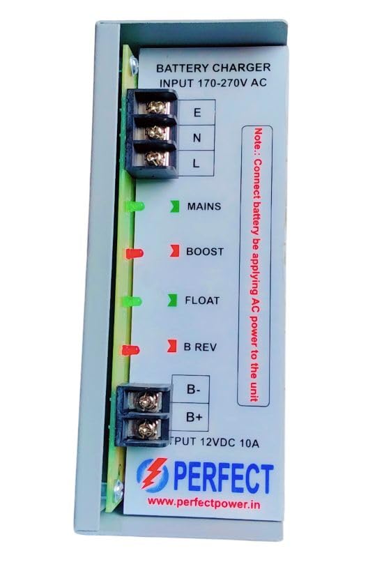 Perfect Battery Charger | 12 Volt 10 Ampere | Automatic with LED Indicators | Input 170-270V AC | Float and Boost Charging | 1 Year Warranty |