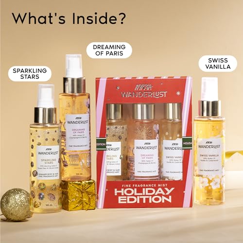 Image of Nykaa Wanderlust Set of 3 Mist | Champagne | Berries | Vanilla