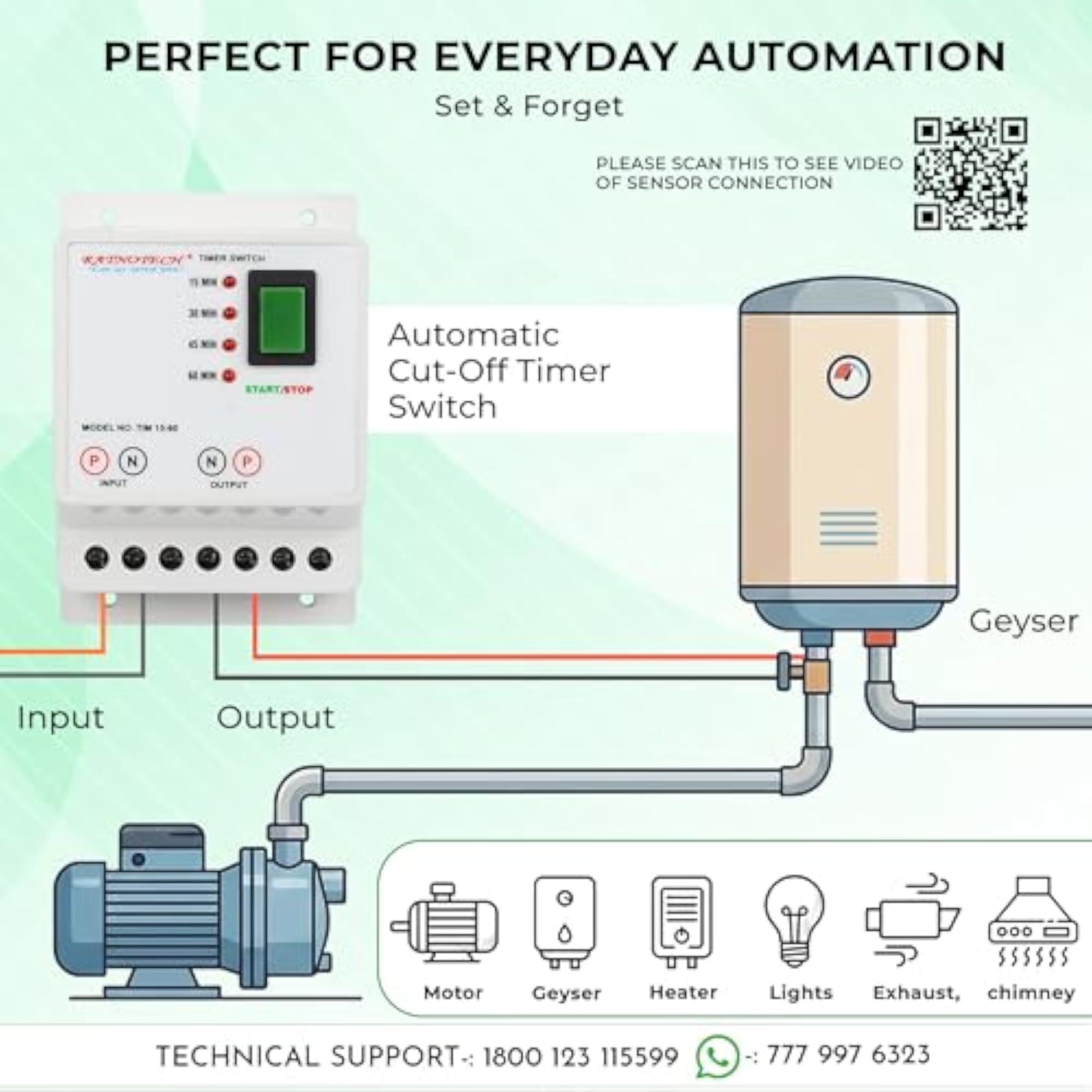 Automatic Cut-Off Timer Switch for Geyser & Water Pump
