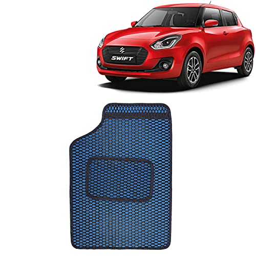 Image of Kingsway Dotted Design Car Floor Foot Mats Universal Fit for Maruti Suzuki Swift, Model Year : 2018-2020, Water and Dustproof, Color Blue, Set of 5 Pieces