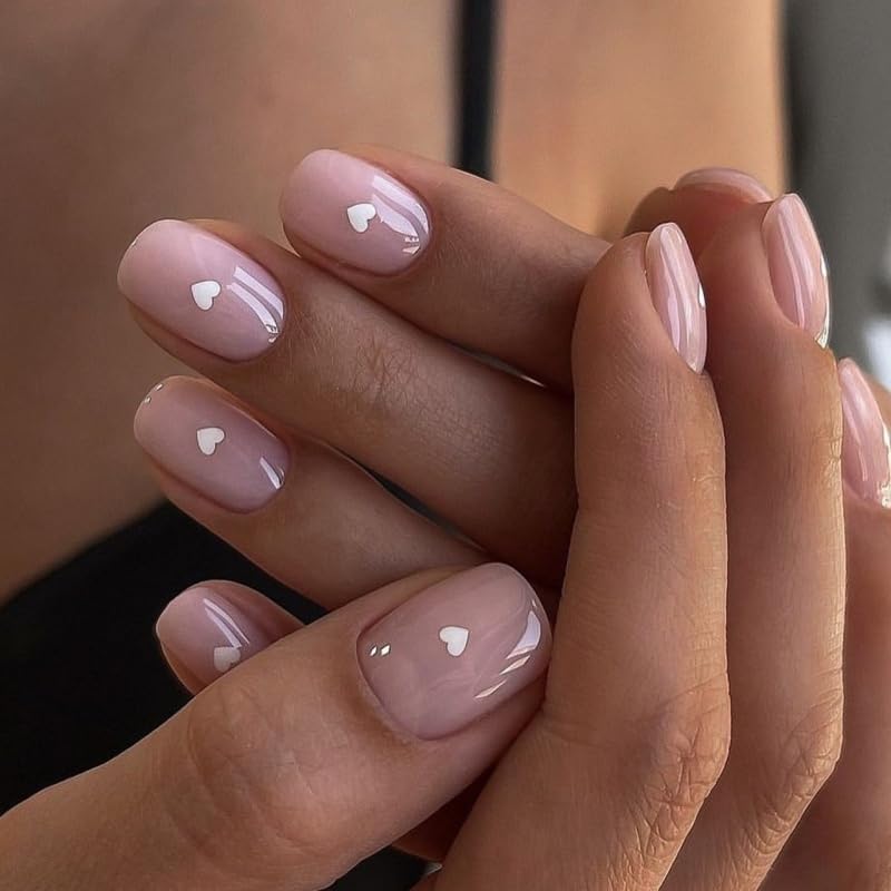 24Pcs Nude Fake Nails, Press on Nails for Minimalist Manicure DIY