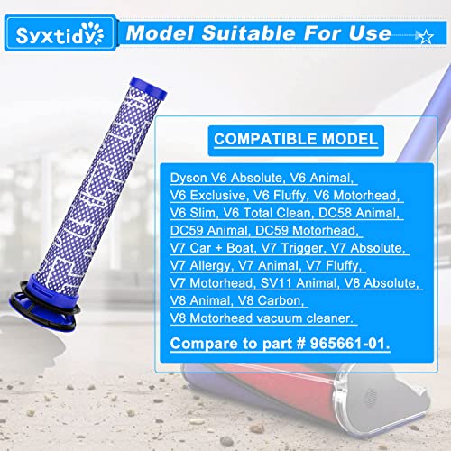 Image of 4 Pack Pre Filter Replacements for Dyson Animal Absolute V7 V8 V6 DC58 DC59 Motorhead Total Clean Cordless Vacuum Cleaner,Compare to Part # 965661-01