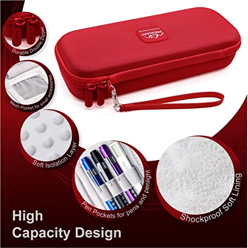 Image of PROHAPI Hard Stethoscope Case, Large Stethoscope Carrying Case with ID Slot, Compatible with 3M Littmann /ADC /Omron /MDF Stethoscope Includes Mesh Pocket for Nurse Accessories (Fire Red)