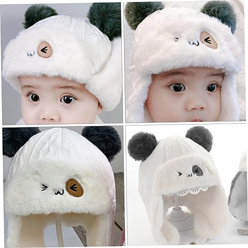 Warm Boys and Girls Winter Hat Earmuffs Boys Girls Fur Hat for Newborn Months White3