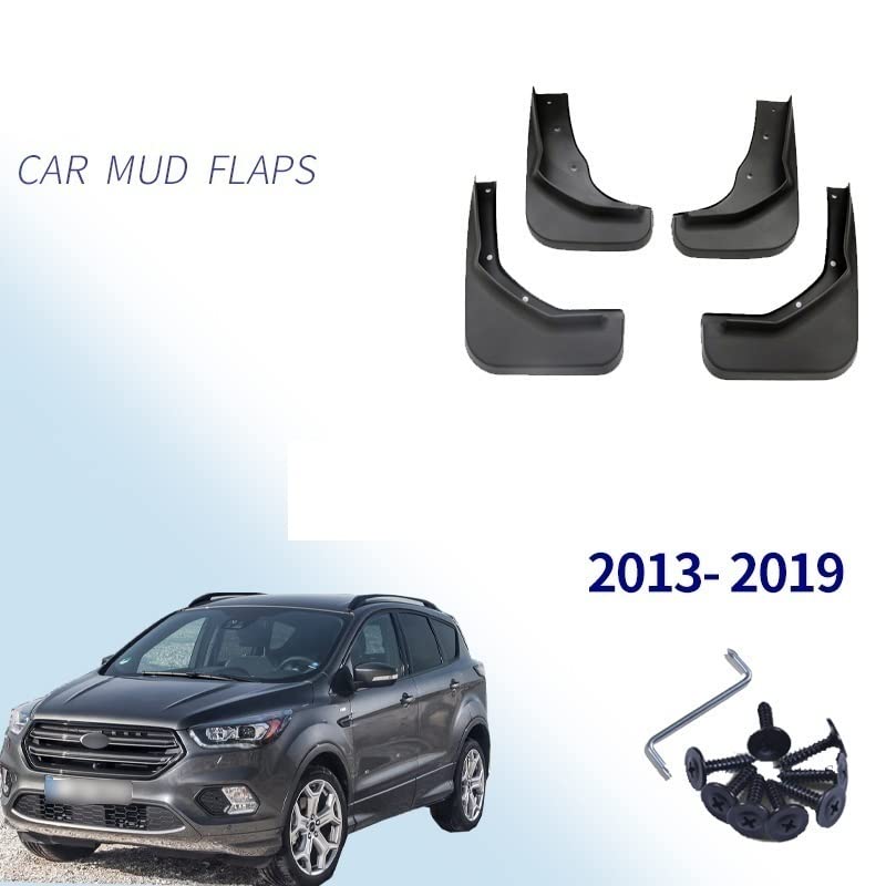 Paraspruzzi Per Ford Kuga Escape 2 MK2 (2013-2019) – Set 4 Pezzi Anteriori E Posteriori – Nero, Materiale Resistente, Facili Da Montare – Protegge Da Fango, Neve E Sale Stradale