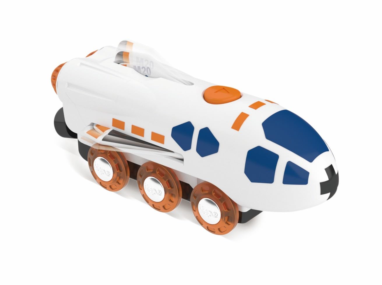 Hape Jouet Locomotive Fusée Spatiale - Jeu de Train en Bois - Jouet pour Enfant dès 3 Ans - Locomotive pour Circuit Train Bois - Compatible avec Les Circuits de Marques Traditionnelles