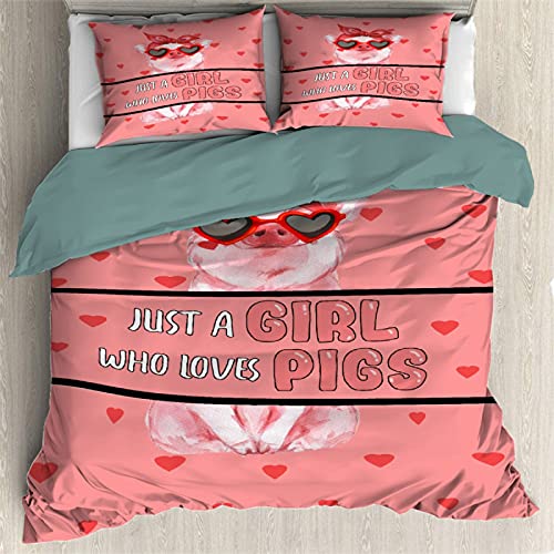 Greatest Product ZHONGKUI Just A Girl Who Loves Pigs Bedding 3 Piece Quilt Set Duvet Covers - King Size (90"x104",230x264cm) Bedspread Comforter Set Bed Cover All Season (1 Quilt Cover+ 2 Pillow Shams) Greatest Product ZHONGKUI Just A Girl Who Loves Pigs Bedding 3 Piece Quilt Set Duvet Covers - King Size (90"x104",230x264cm) Bedspread Comforter Set Bed Cover All Season (1 Quilt Cover+ 2 Pillow Shams)