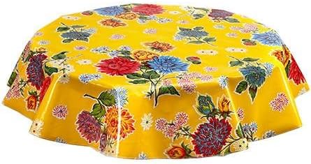 Round Oilcloth Tablecloth in Mum Yellow - You Pick The Size!