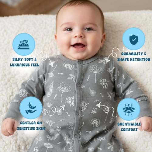 Image of Babysoy Unisex Baby Long Sleeve Gown Sleep Sack, Ultra Soft Nightgown, Newborn Reversible Mittens