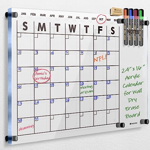 Acrylic Dry Erase Calendar For Wall 23”X16“ Clear Acrylic Wall Calendar White Board Calendar Home Office Calendar #TOP23