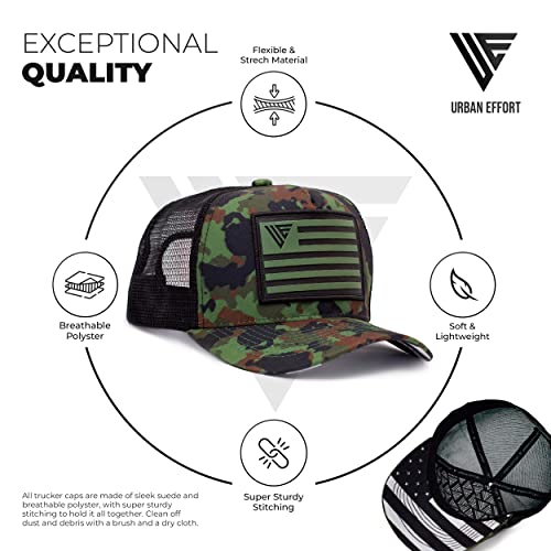 Urban Effort American Flag Trucker Hats For Men & Women Adjustable Baseball Mesh Hat - Comfortable Patriotic Mens Cap (Camo) #TOP1