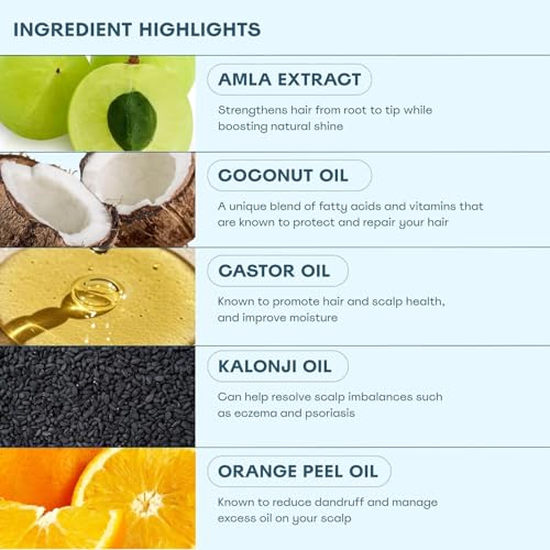 Image of Squigs Hair Growth Oil for Dry & Damaged Hair - with Amla, Castor & Coconut Oil Blend for Frizz Control, Hydration & Scalp Treatment - Pre-Wash & Styling Treatment - (1.86 Fl Oz)