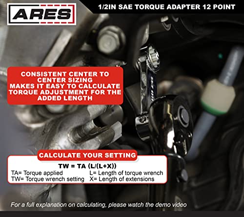 Ares 43020 – 1/2-Inch 12-Point Box End Torque Adapter Extension – 3/8-Inch Drive - 2-Inch Extension For Torquing In Hard To Reach Places – Chrome Vanadium Steel Construction #TOP2