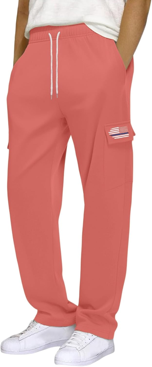 FQZWONG Mens Sweatpants Loose Fit Elastic Waist Pant Work Outdoor Sweat Pants Lightweight Wide Leg Trousers with Pockets