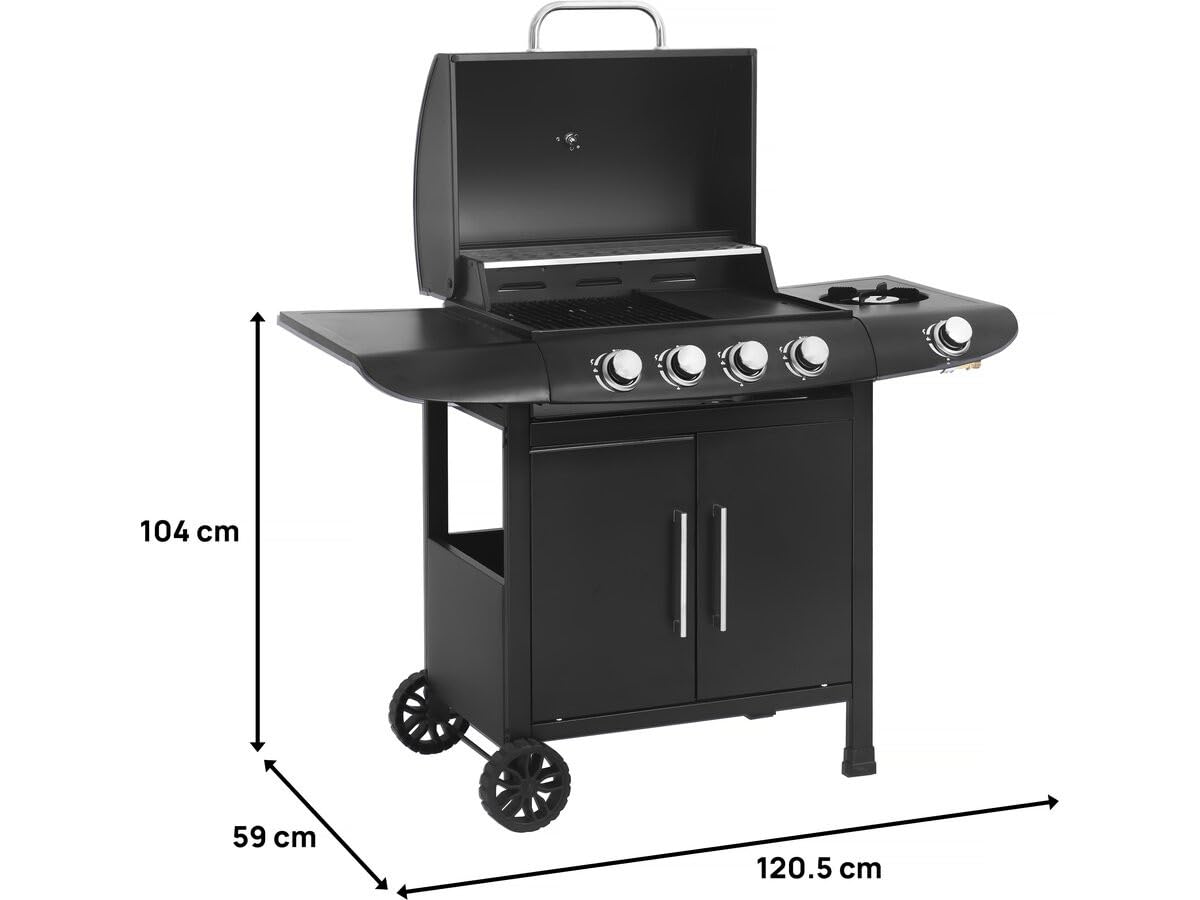 Barbecue gaz Feria 5" - 5 brûleurs Dont 1 latéral - 14,5 KW - Noir