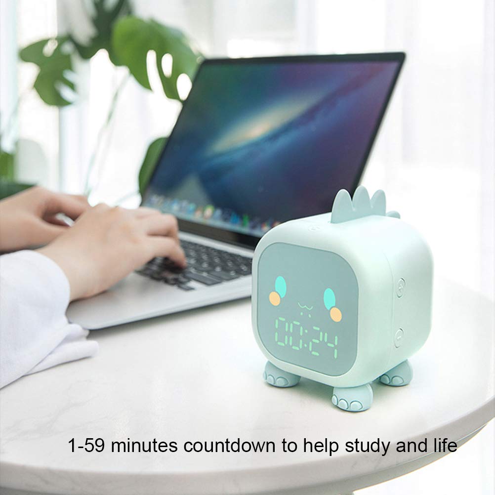 Reloj Despertador para niños, Lindo Reloj Despertador Digital de Dinosaurio para niños, Reloj de Noche, Entrenador de sueño para niños, luz de Despertador y luz de Noche, niños (Rosa)