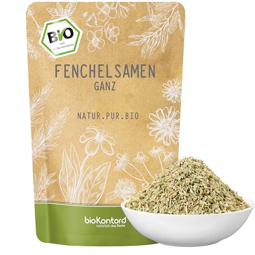 Fenchelsamen BIO süß ganz 250g | 100% natürlicher Fencheltee lose | Gewürz | beste Bioqualität von bioKontor | ganze Samen