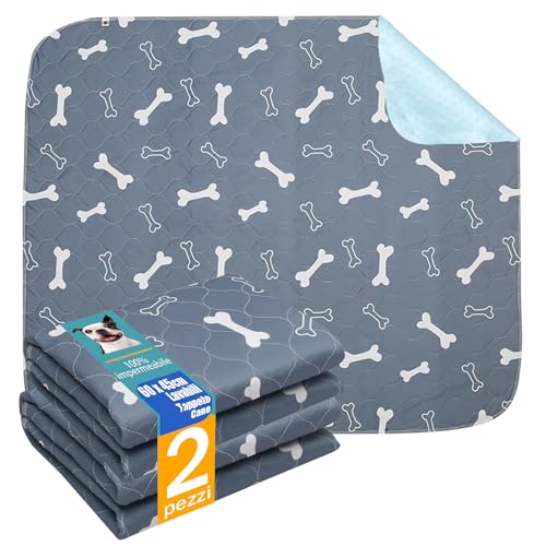 Geyecete- Tappetini igienici per Cani, Pacco da 2 traversine assorbenti Lavabili, riutilizzabili addestramento Tappetini per Cane, educatore pads per cuccioli, gattini, porcellini d'India -Grigio-S