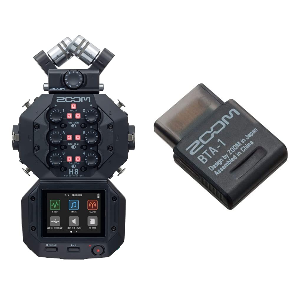 Zoom H8 12-Track Portable Recorder & BTA-1 Bluetooth Adapter, Designed for H3-VR, L-20, L-20R, AR-48, and F6