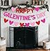 JKQ Glittery Happy Galentine’s Day Banner and Red Pink Rose Red Glitter Hearts Banner Galentine's Day Banner Garland Girls Ladies Galentines Day Party Decorations for Valentines Day Party Supplies