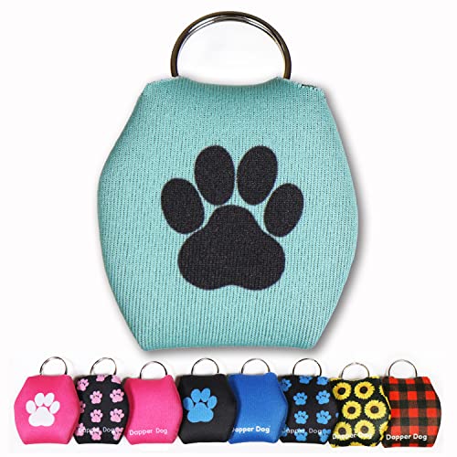 Dapper Dog - Dog Tag Silencer with Tag Ring (Teal with Black Paw Print)