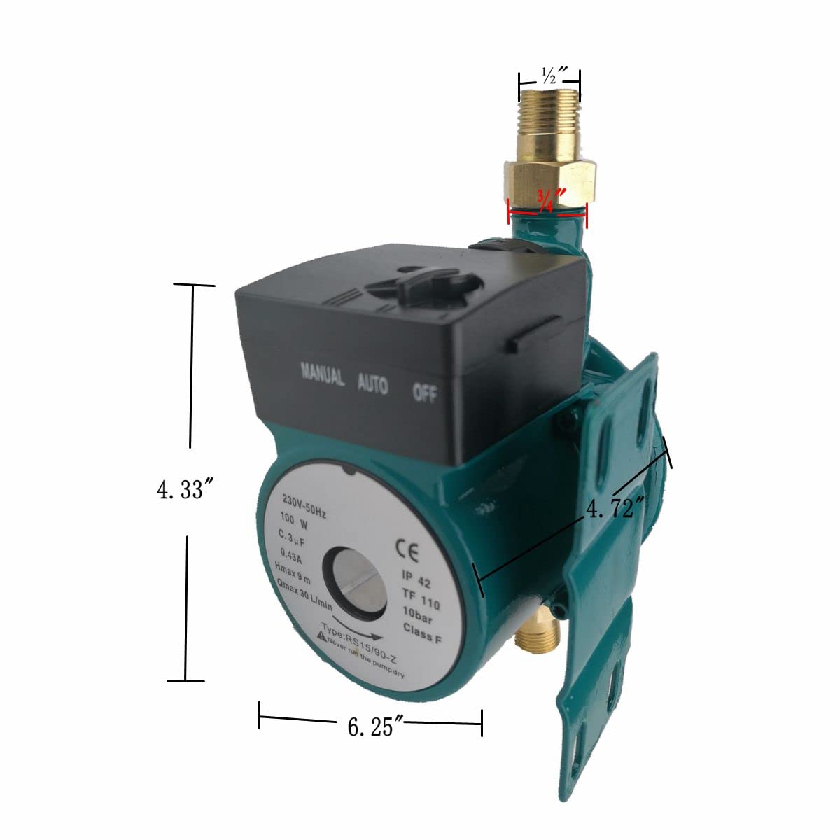 Pompa di aumento automatica della pressione acqua calda per la casa, 230 V/50 Hz, 9 m, pompa booster per acqua solare