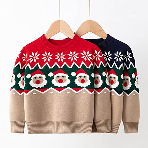 Kids 𝐔gly Christmas Sweater Santa Print Long Sleeve Crewneck Knit Pullover Unisex Xmas Soft Warm Fall Winter Tops4
