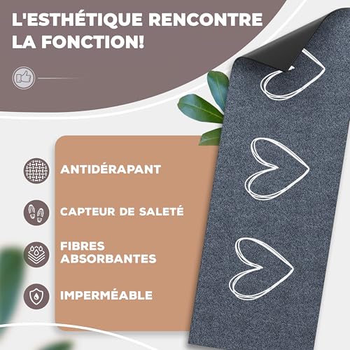 Tapis de propreté antidérapant ElbFuchs 100x35 cm lavable en machine - 4