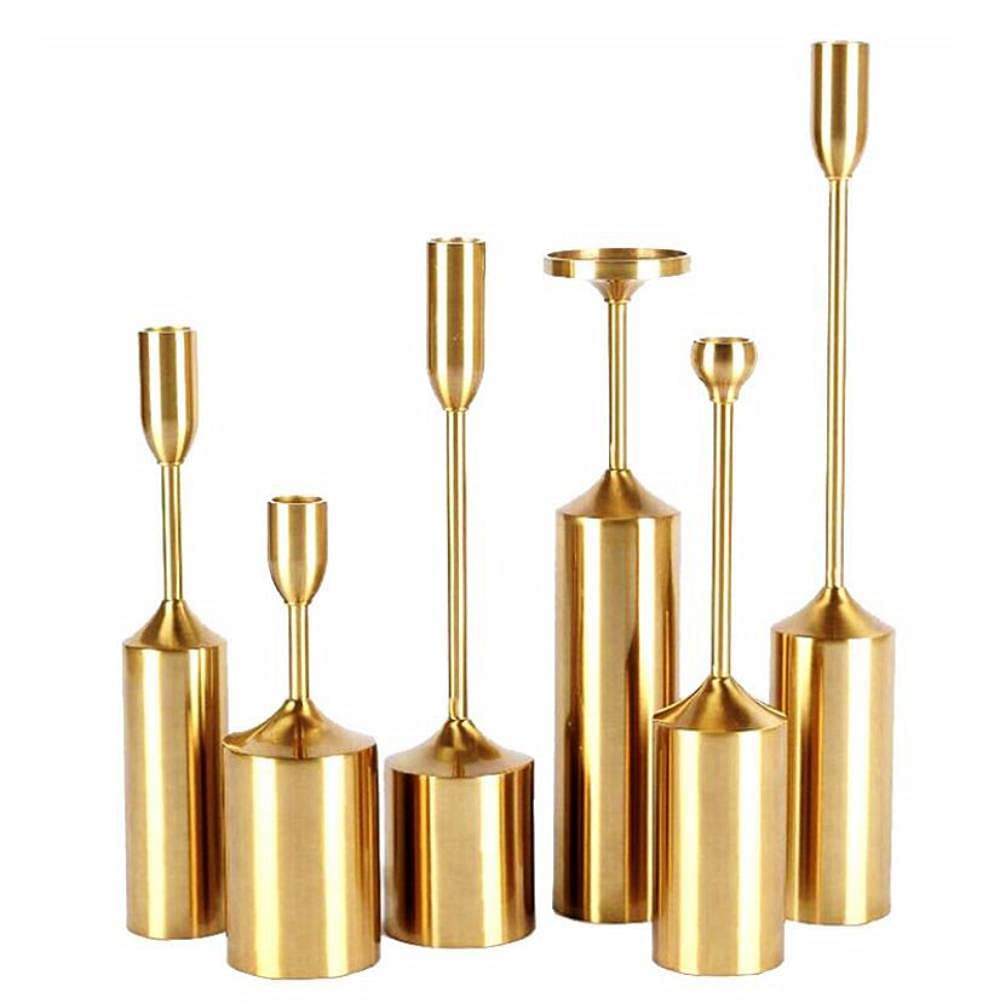 Esharey Set of 6 Brass Gold Candlestick Holders Iron Candle Holder Centerpieces Metal Taper Candlest