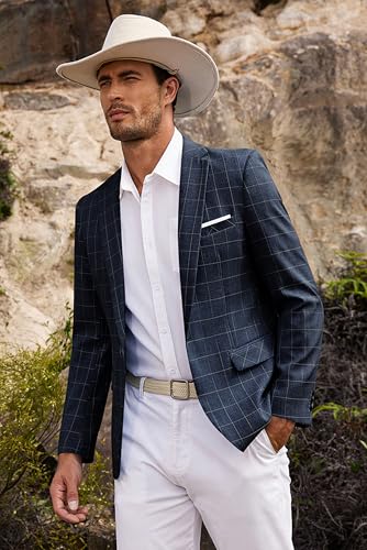 COOFANDY Mens Plaid Sport Coat One Button Regular Fit Blazer Premium Suit Jacket2