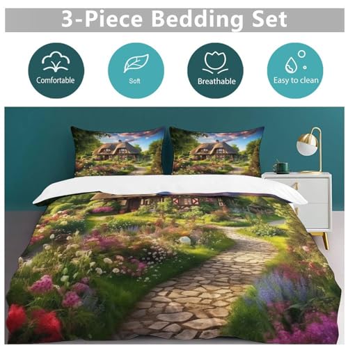 Parure de lit cottage rustique housse de couette king microfibre confortable - 4