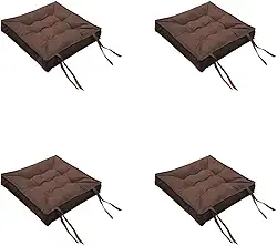 Kit Com 4 Unidades Almofada Futon Confort Assento Para Cadeira Suede Liso 40x40(Bege Escuro)