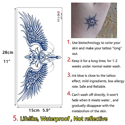 Glaryyears Semi Permanent Tattoos For Women Girls, 4 Pack Large Realistic Long Lasting Temporary Tattoo Looks Like Real, Sexy Flowers On Body Chest Underboob Tramp Stamp Waist Lower Back Beach Party #TOP2