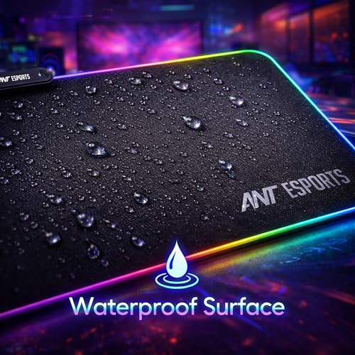Image of Ant Esports MP385R RGB Gaming Mousepad, Large 650*300*3mm Speed Surface, Waterproof LED Desk Mat with 7 Colours & 3 Lighting Modes, Stitched Edges, Non-Slip Rubber Base for PC Gamers, Laptop - Black
