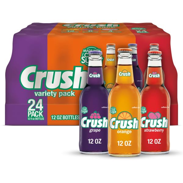 Crush Soda Variety Pack, 12 oz Glass Bottles (Pack of 24)