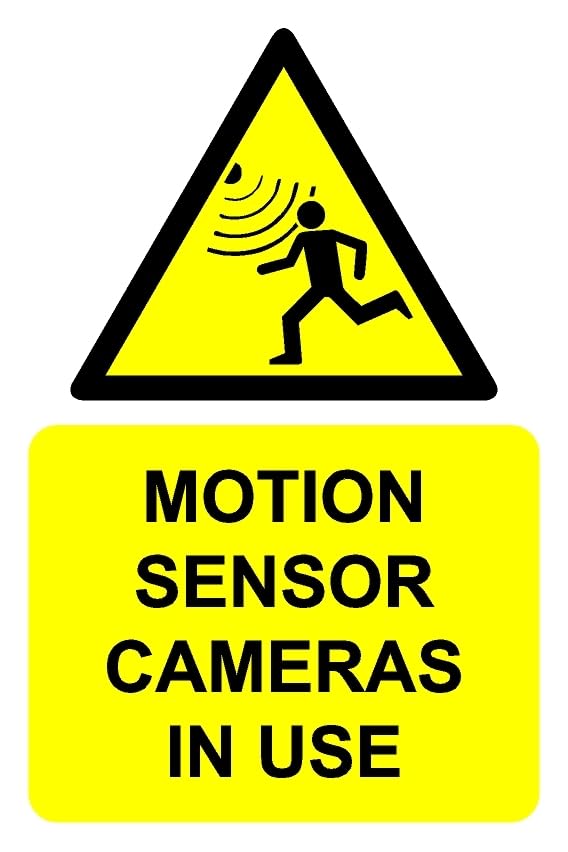 Motion sensor cameras in use safety sign - Self adhesive sticker (400mm x 300mm)