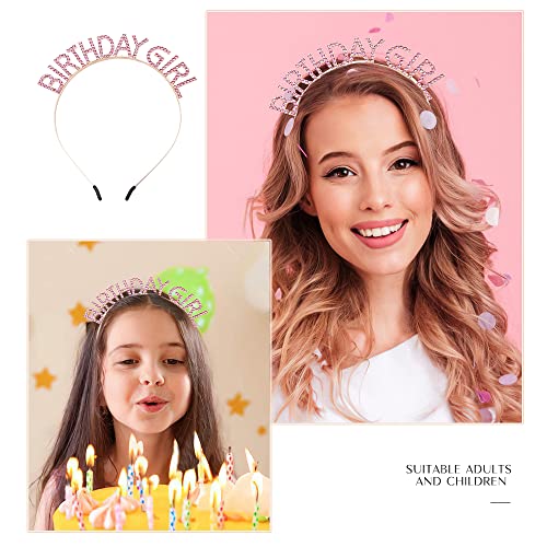 Glitter Birthday Sash, Tiara and Rhinestone Headband Set - Pink Birthday Accessories for Her4