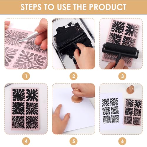 Image of Linocut Kit for Beginners Stamp Making Set with Linoleum Blocks for Printmaking & Linocut Tools, DIY Art Gift for Adults & Teens