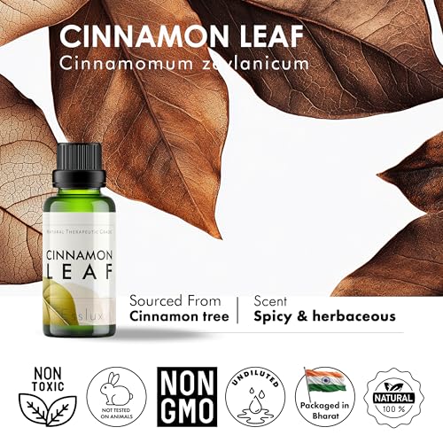 Image of Esslux Cinnamon Leaf Essential Oil - 100% Pure Natural Cinnamon Oil for Diffuser, Skin & Aromatherapy | Warm, Spicy Aroma Perfect for Candle & Soap Making - Therapeutic Grade - 10 ML