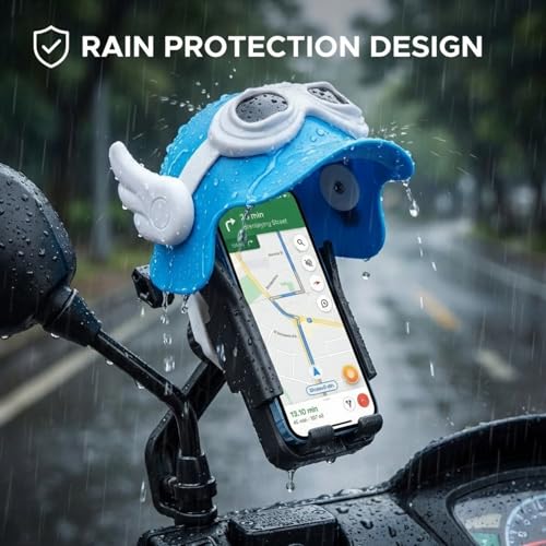 Image of DETACHI Motorbike Phone Holder Helmet Design, UV Protection, Rain Proof, Flexible & Adjustable Angle, Easy to Use, Universal Anti-Slip Mobile Mount for Bikes & Scooters, Secure Handlebar Stand