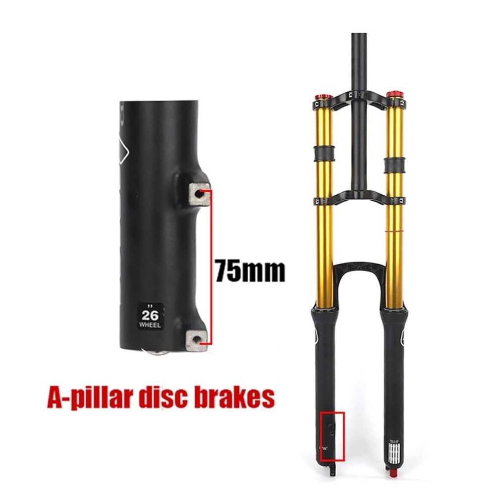 Fourche À Suspension VTT De Descente 26 27.5 29 Fourche À Air VTT Voyage 130mm Frein À Disque Fourche Droite QR Rebound Adjustale Verrouillage Manuel (Color : Gold, Size : 27.5'')
